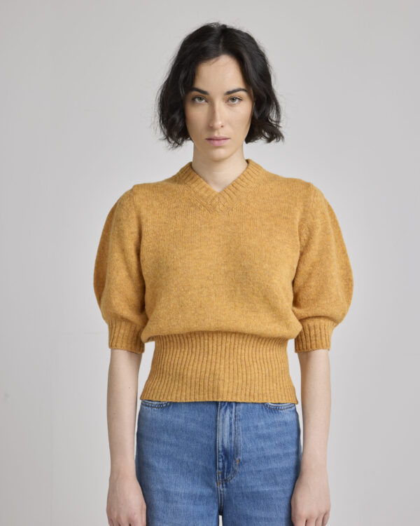 Yellow "V Neck" Jumper – Short Sleeves