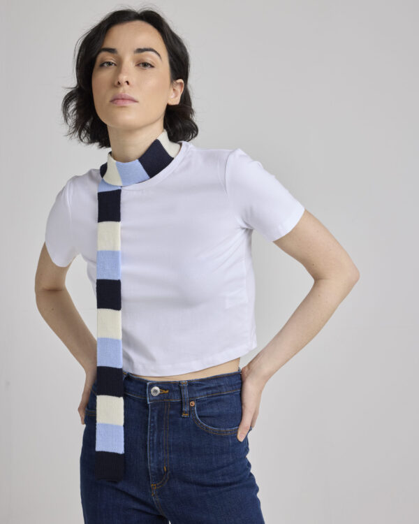 Light Blue White Blue Striped Scarf